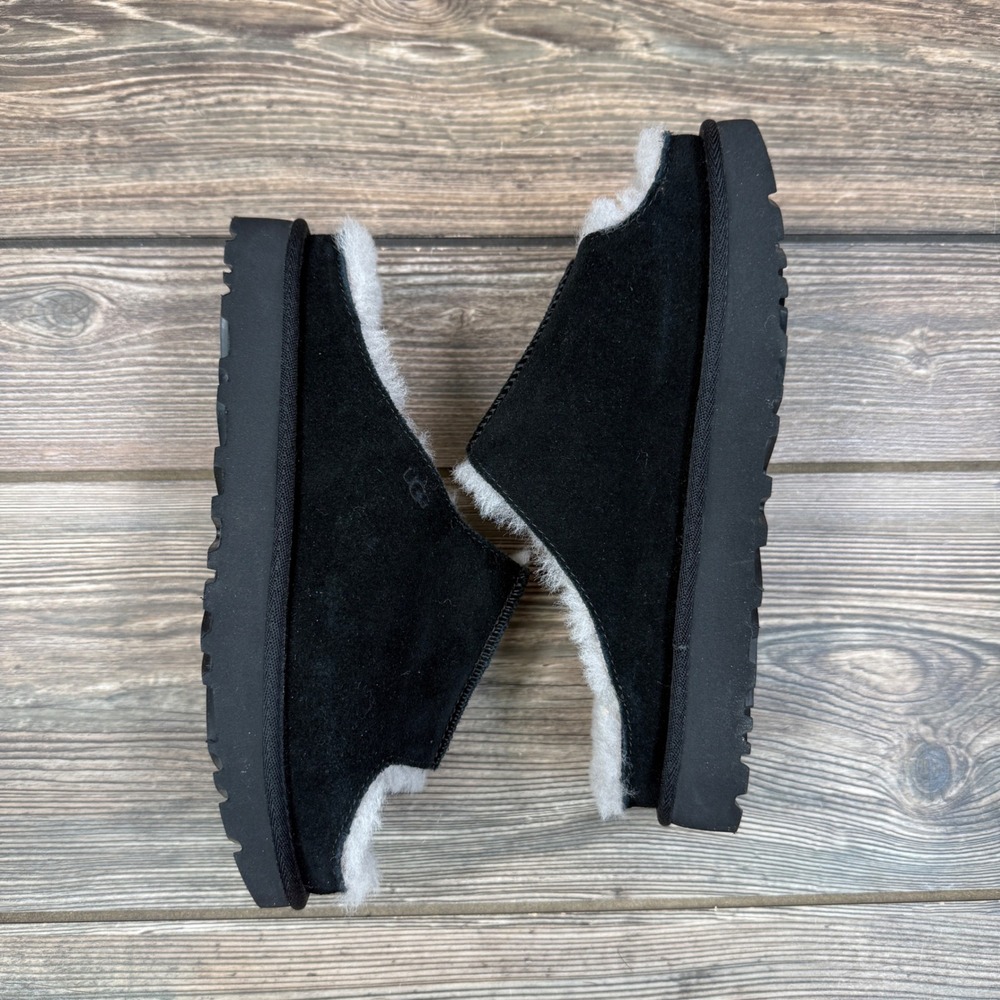 UGG Womens Size 6 Greenport Slide Slippers Black Suede Sheepskin NEW - Picture 7 of 7